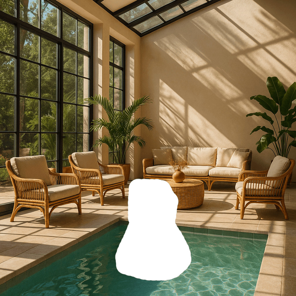 A mask in part of the pool